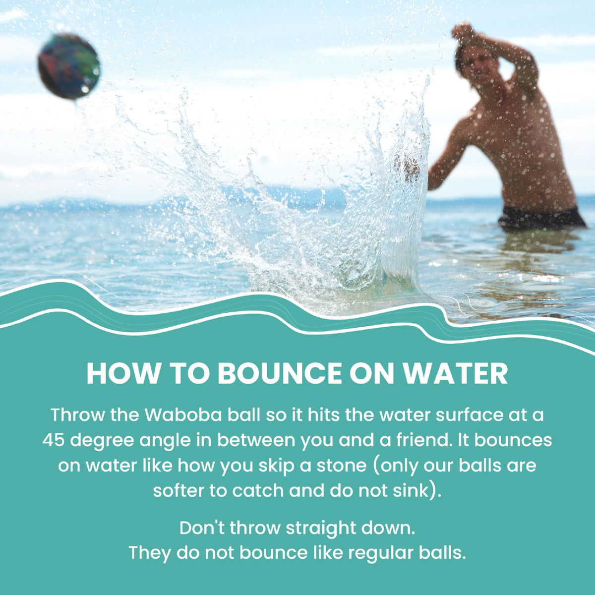 Waboba Water Skipping Ball colorful design stands out in family fun