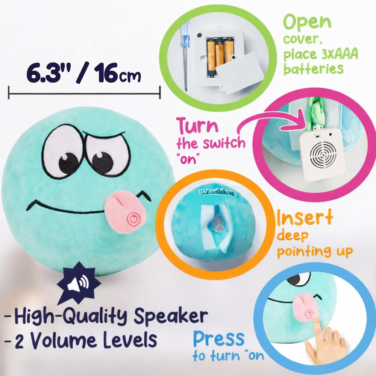 Wackiez Wacky Ball plush-toy design inviting cuddly play plus activity