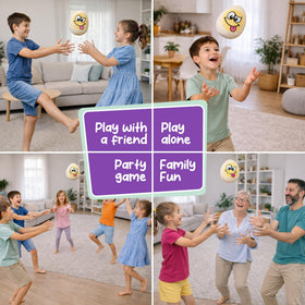 Wackiez Wacky Egg music adds upbeat energy with voices and cheers.
