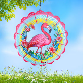 WACLSTDAY flamingo wind spinner 12 inch spins gracefully in breeze for outdoor charm.