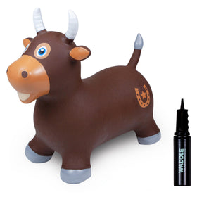 WADDLE Bouncy Hopper Brown Bull ready for indoor play and active fun.