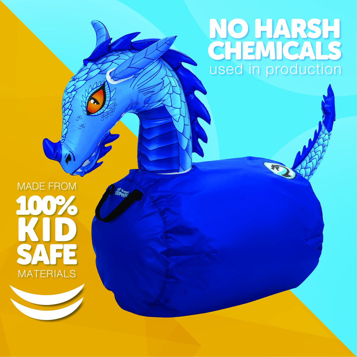 WADDLE Hip Hoppers Blue Dragon usable indoors and outdoors for play.