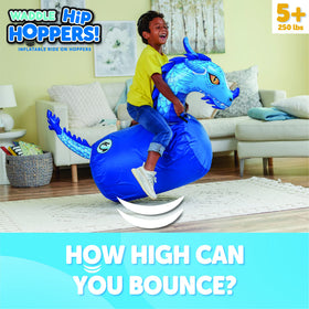 WADDLE Hip Hoppers Blue Dragon inflatable seat for versatile seating.