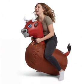 WADDLE Hip Hoppers brown bull outdoor bounce for big kids and family fun