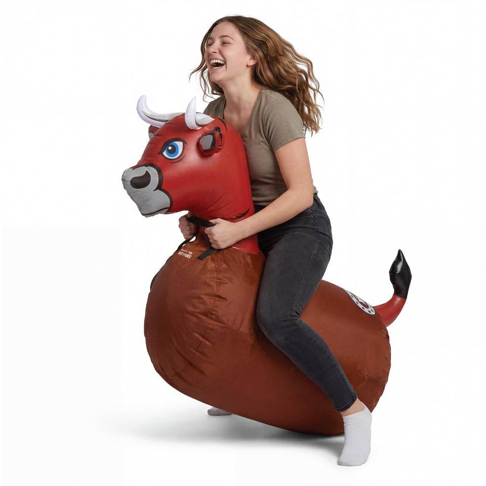 WADDLE Hip Hoppers brown bull outdoor bounce for big kids and family fun