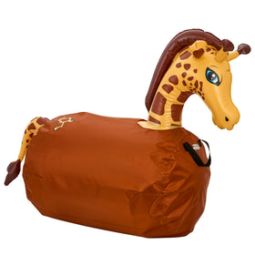 WADDLE Hip Hoppers yellow giraffe front view with large bounce for indoors or outdoors