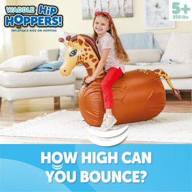WADDLE Hip Hoppers yellow giraffe inflated view ready for play