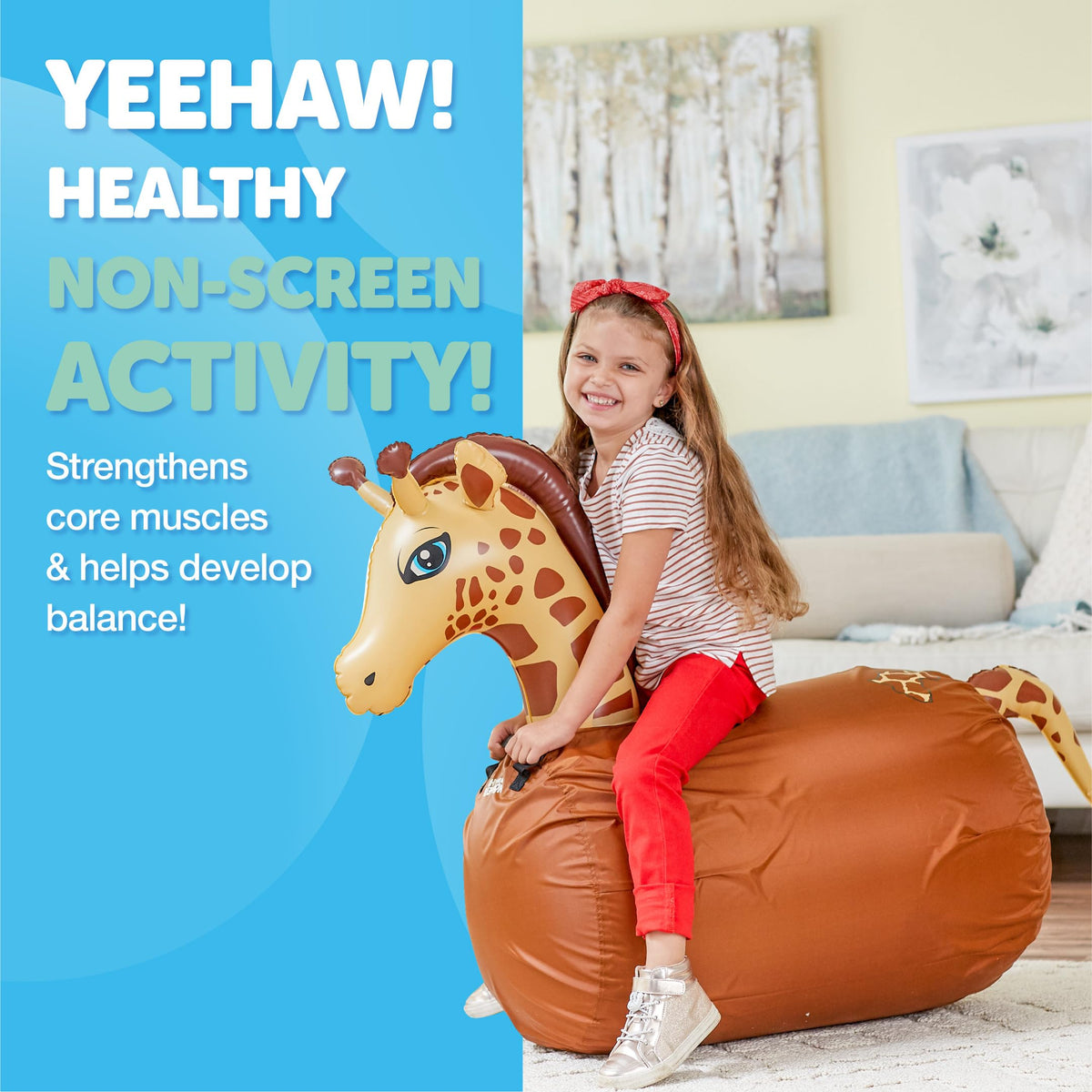 WADDLE Hip Hoppers yellow giraffe on-floor setup with slip cover