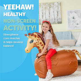 WADDLE Hip Hoppers yellow giraffe on-floor setup with slip cover