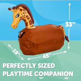 WADDLE Hip Hoppers yellow giraffe side view, spacious bounce for big kids