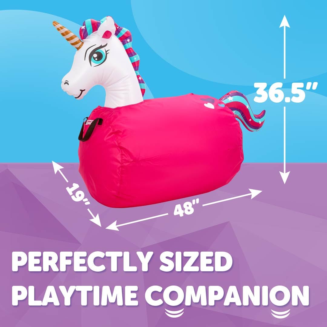 Waddle Large Bouncer unicorn-joust in action encourages active indoor play.