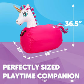 Waddle Large Bouncer unicorn-joust in action encourages active indoor play.