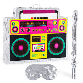 Waenerec Boombox Pinata front view for retro party centerpiece