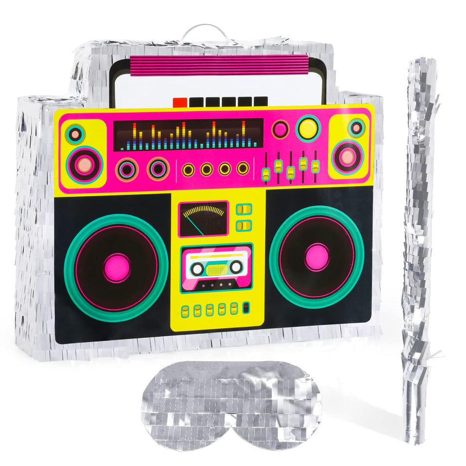Waenerec Boombox Pinata front view for retro party centerpiece