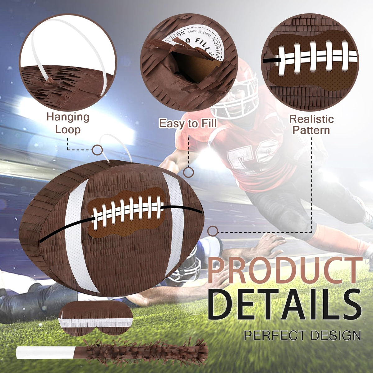 Waenerec football pinata blindfold suitable for festive games.