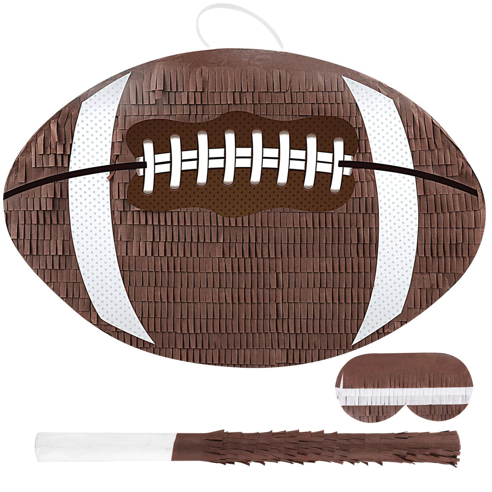 Waenerec football pinata set ready for a fun birthday party activity.