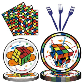WAHA-GG 3D cube plates 9 inch for vibrant party decor and easy cleanup.