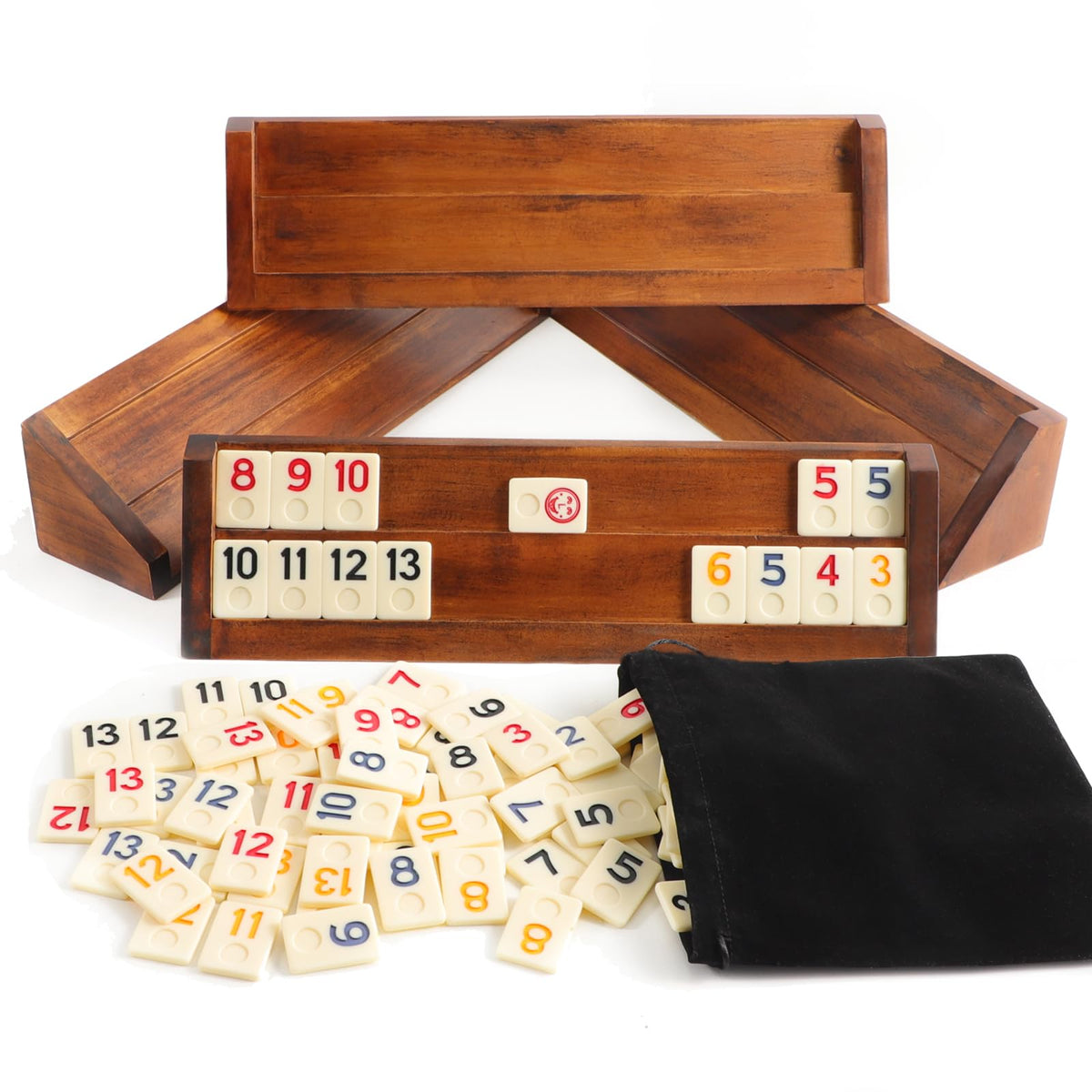 Wahartoly rummy cube racks in solid wood for steady play.
