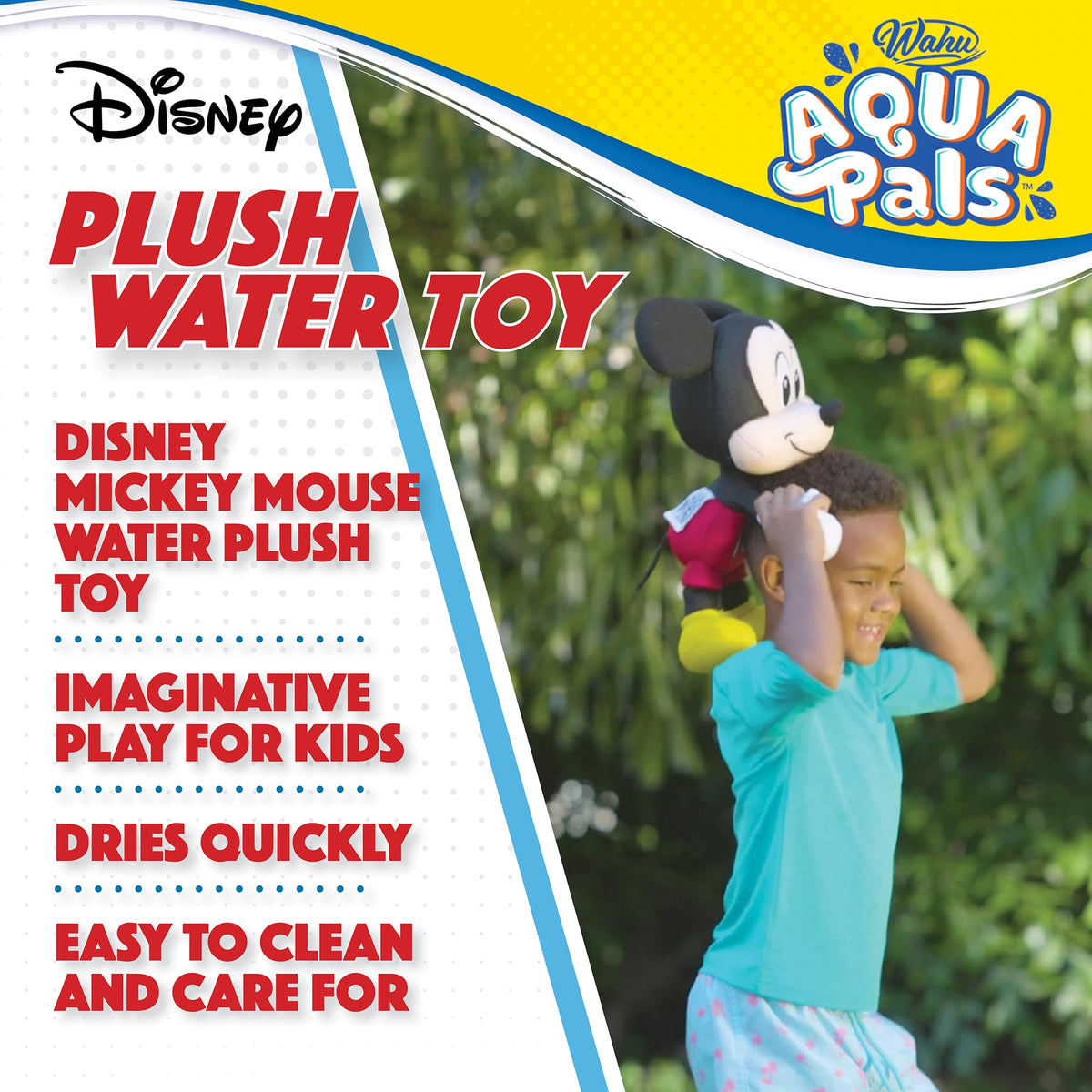 WAHU Aqua Pals Mickey Mouse plush dries quickly after water play