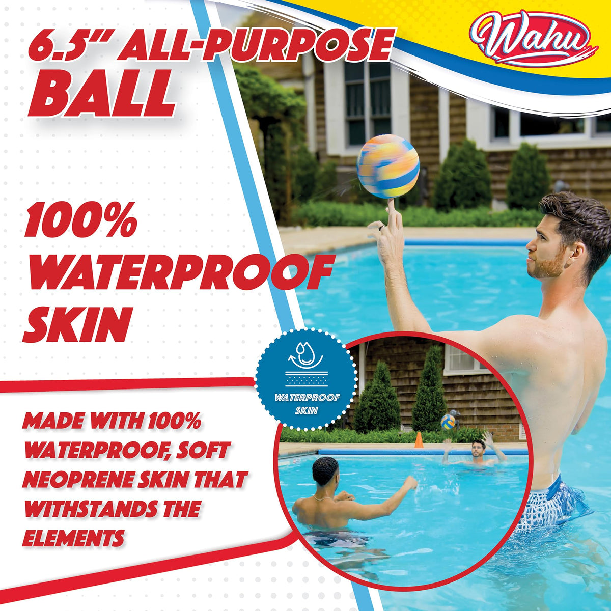WAHU ball in a backyard setup with kids for easy outdoor recreation.