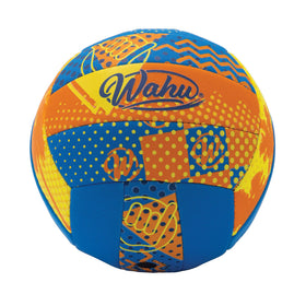 WAHU orange 6.5-inch ball on sand, ideal for beach games and family fun.