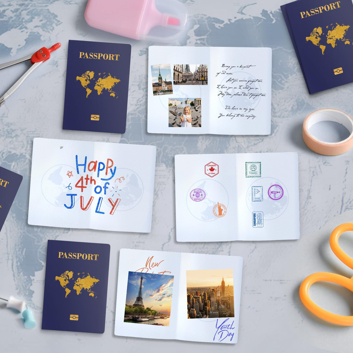 WAHXIAOSW DIY decorating ready passport for personalization and art.