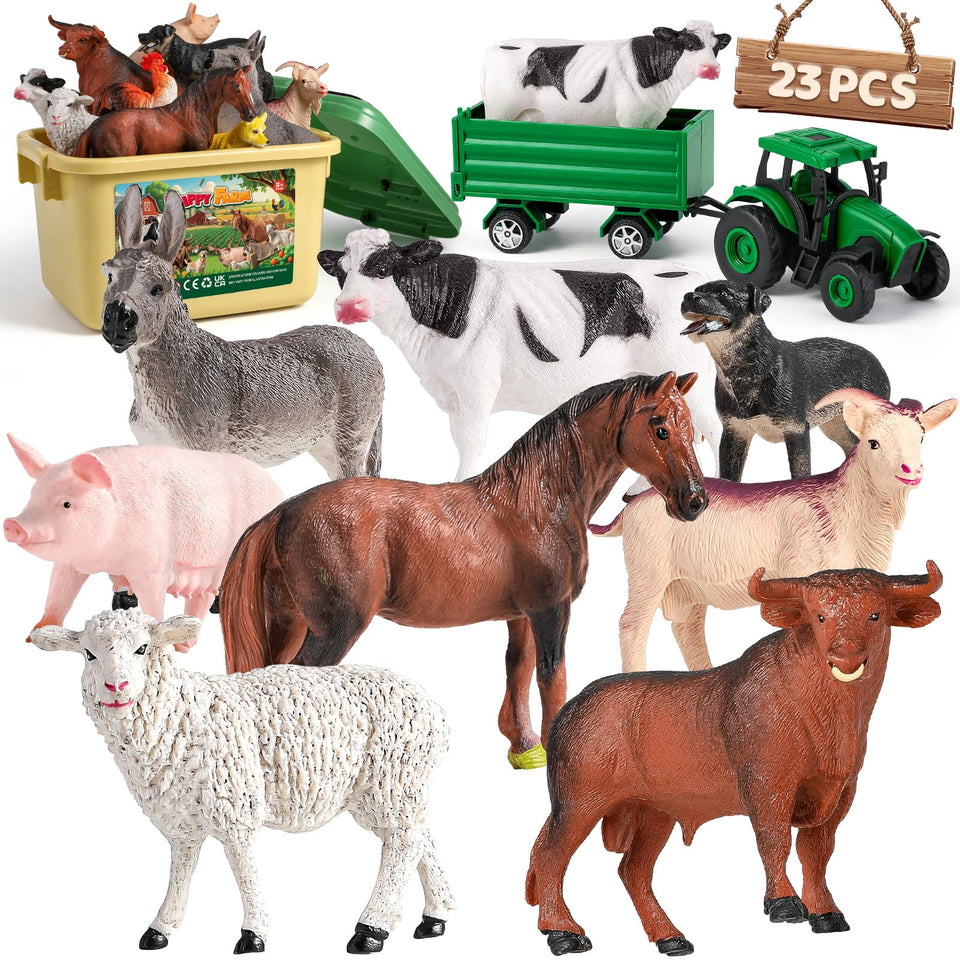 WAIIW farm animal toys figurines collection for immersive pretend play and learning