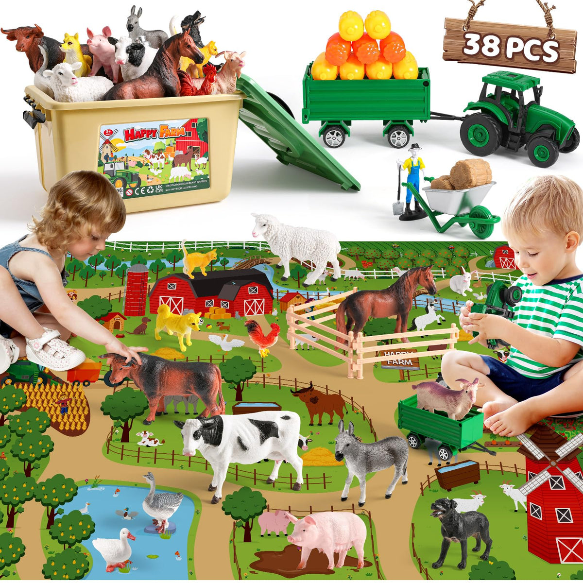WAIIW farm animal toys set featuring detailed figures for toddlers and imaginative play.