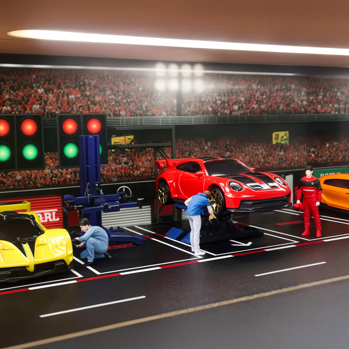 Waivvy LED-lit display shelf keeps 1:64 cars visible day or night.