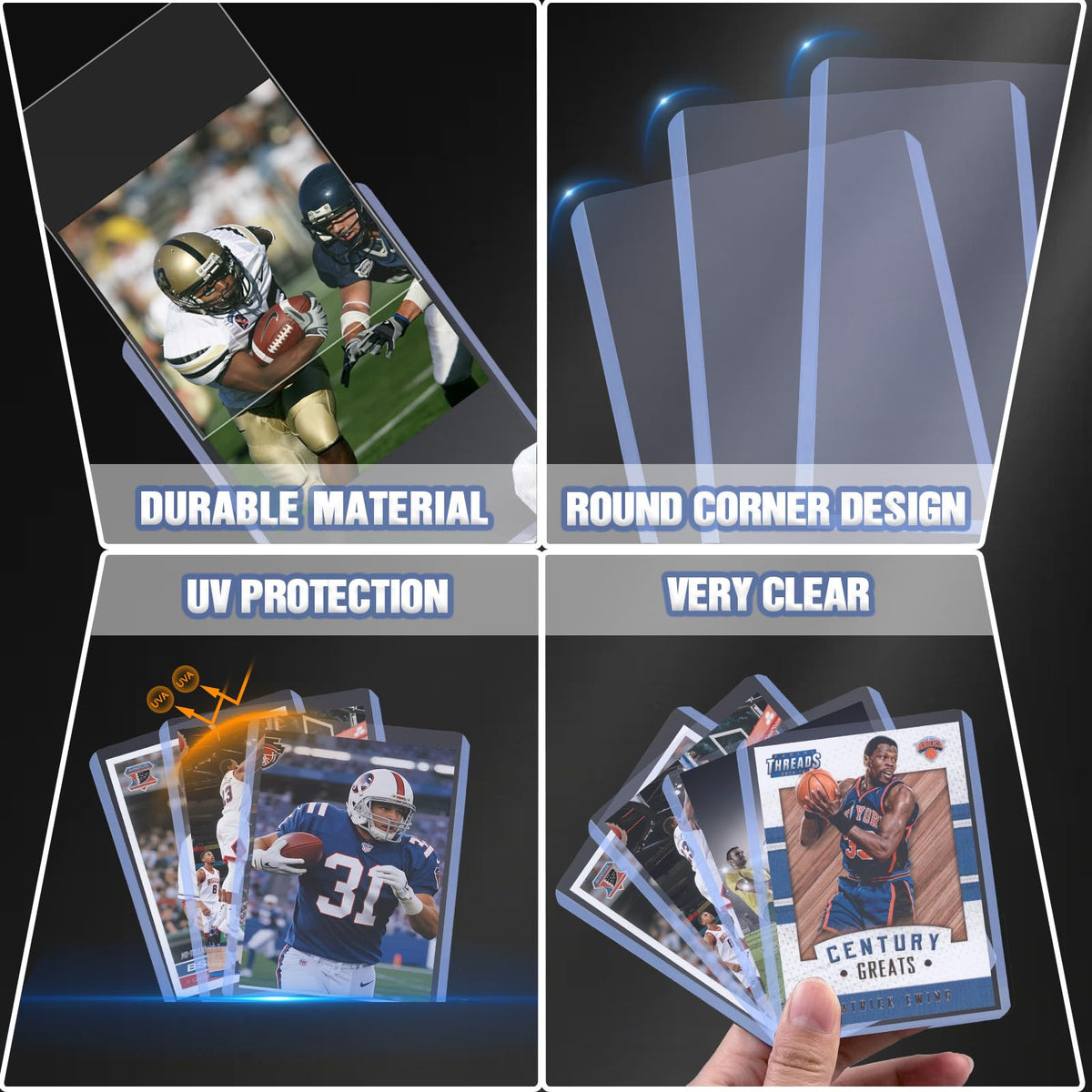 WAIZHIUA crystal-clear top loaders show card details clearly.