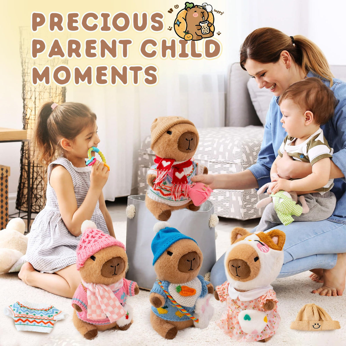 Soft plush material is gentle on little hands.