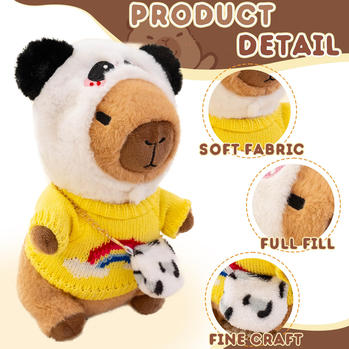 WAKSUN capybara plush with outfits and hats sparks imaginative dress-up.