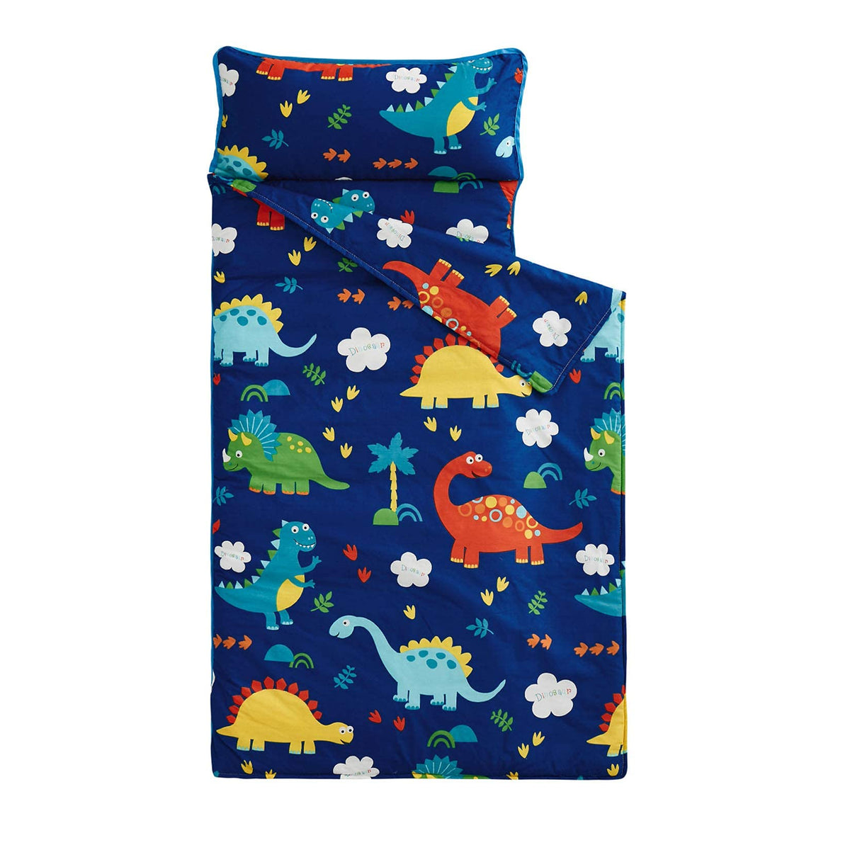 Wake In Cloud dinosaur nap mat with colorful dinos for cozy naps