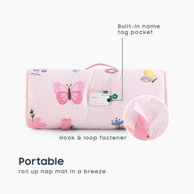 Wake In Cloud nap mat with removable pillow simplifies washing and care.