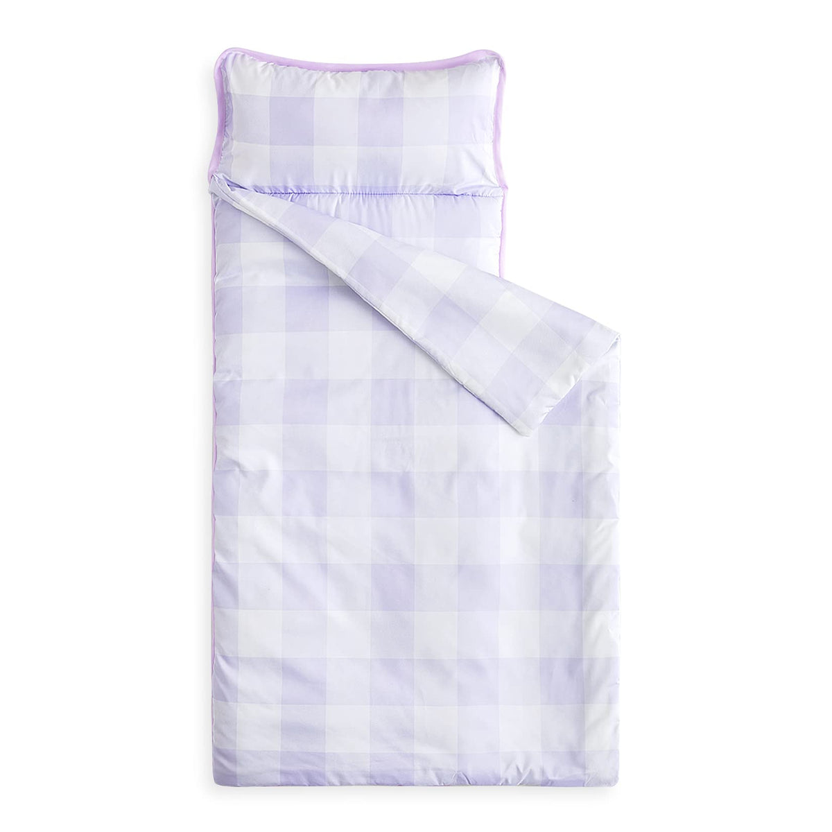 Wake In Cloud toddler nap mat front view with gingham design for cozy rest