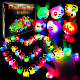 Wakestar 24 pack LED glow rings in colors and shapes for fun party favors
