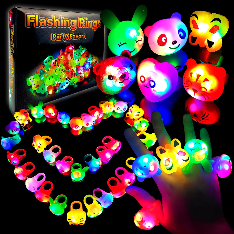 Wakestar 24 pack LED glow rings in colors and shapes for fun party favors
