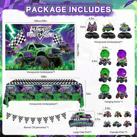 Wakeys Monster Truck tablecloth, waterproof for easy cleanup after the party