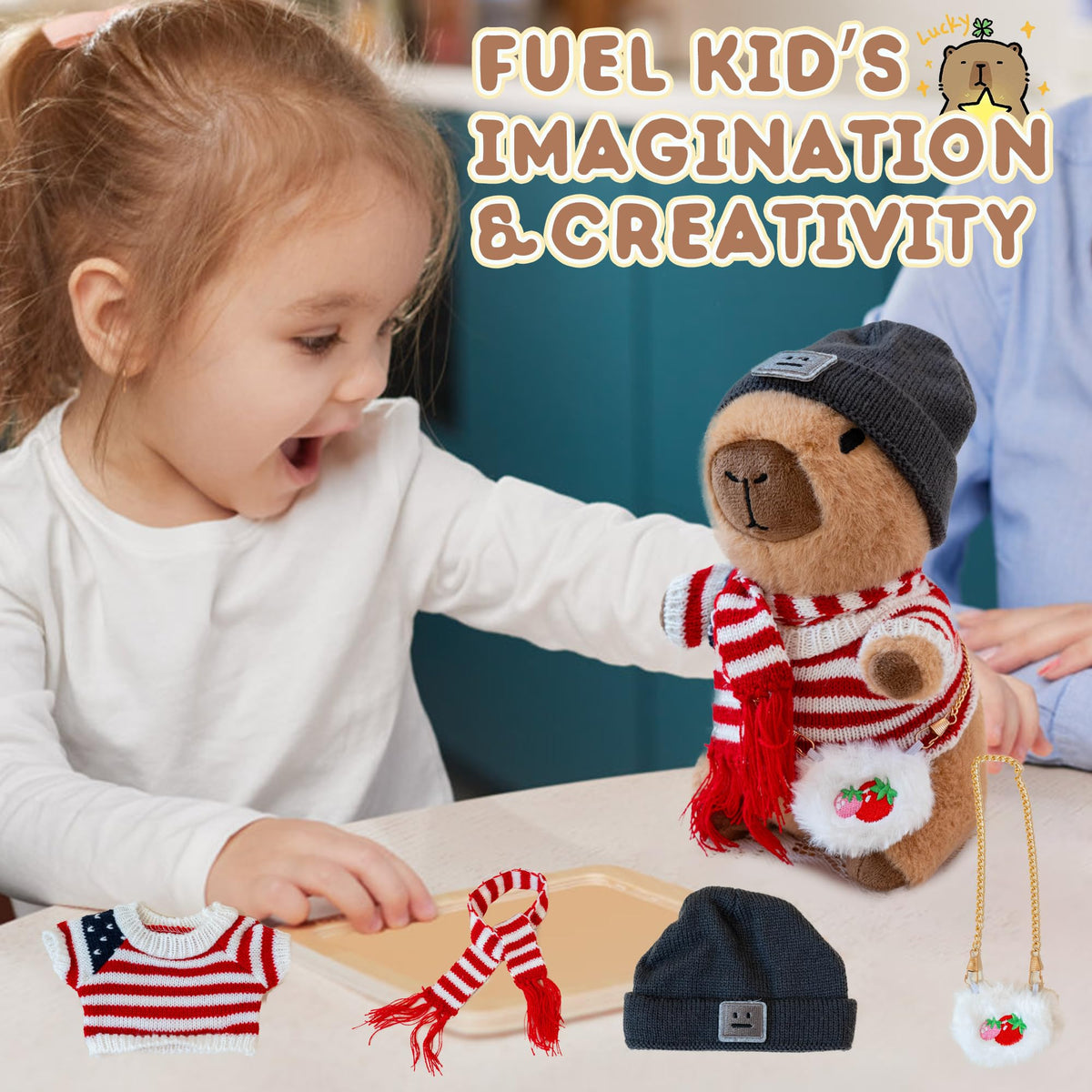 WAKSUN capybara plush with outfits ready for dress-up adventures