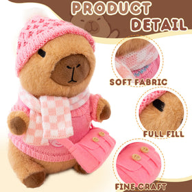 WAKSUN capybara plush with 9 outfits enables dress-up play.