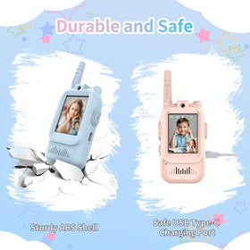 Walant walkie talkies pink packaging view promotes gift-ready fun for kids.