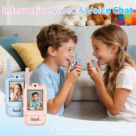 Walant walkie talkies kids pink side view highlighting lightweight design for small hands.