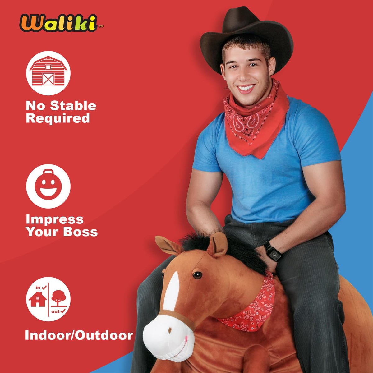 WALIKI hopper ball hipppy-horse design highlights a durable bounce for everyday play.