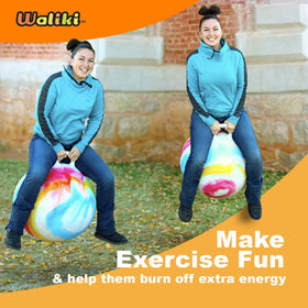WALIKI hopper ball includes air pump for quick inflation.
