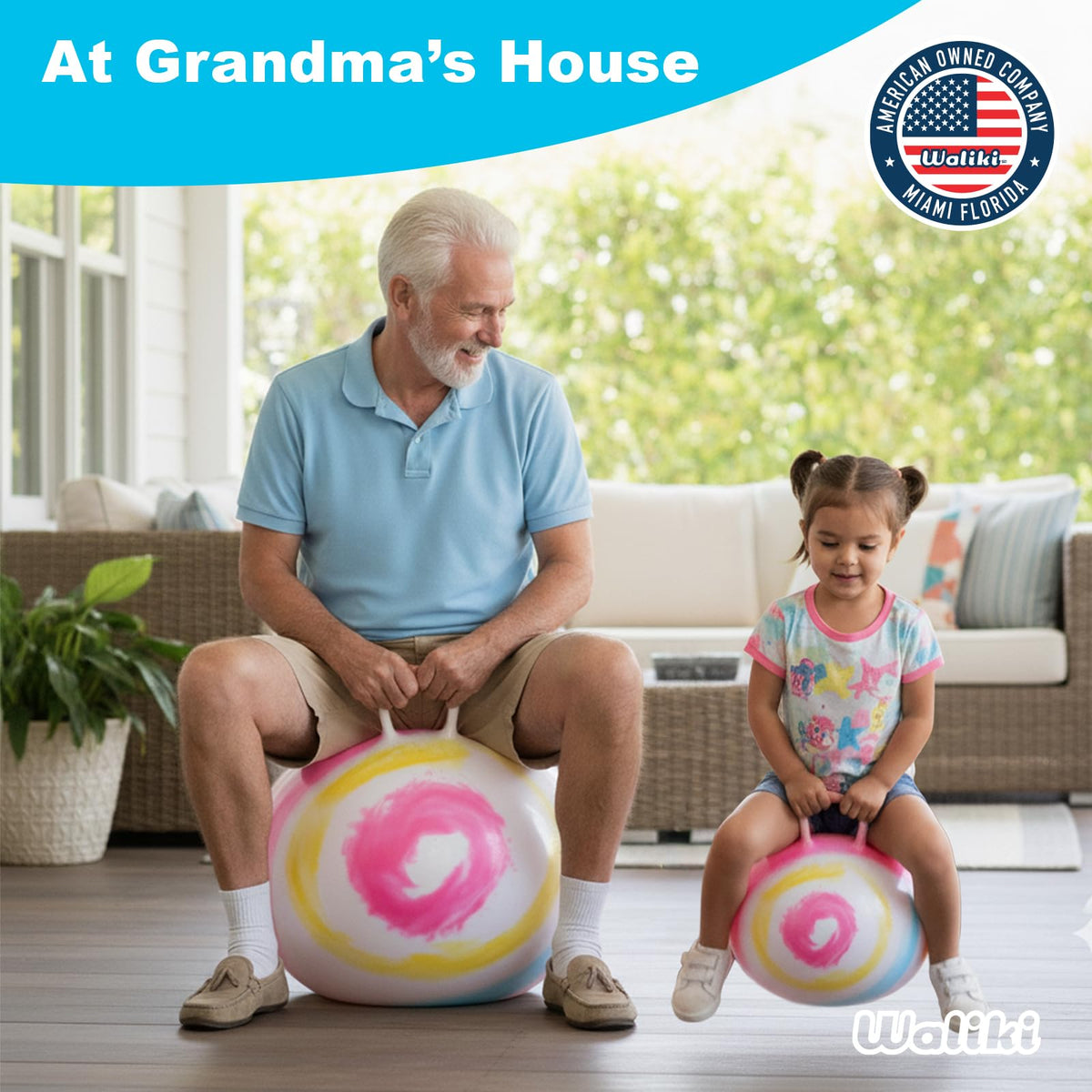 WALIKI hopper ball brings family fun to outdoor gatherings.
