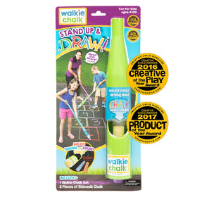 Walkie Chalk stand-up sidewalk holder in lime, easy outdoor art sessions