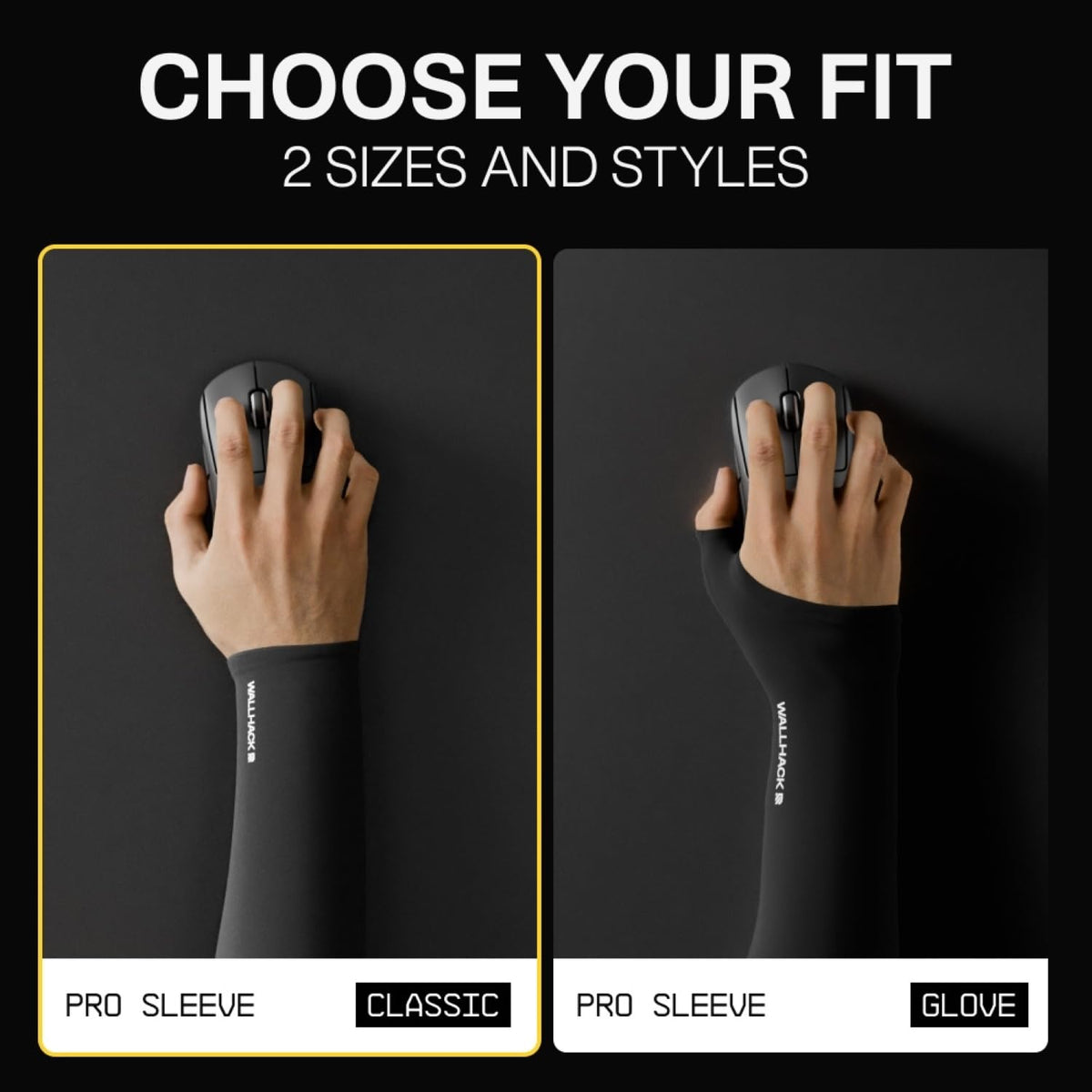 Wallhack Gaming Pro Sleeve silicone grip secures on glass or cloth pads