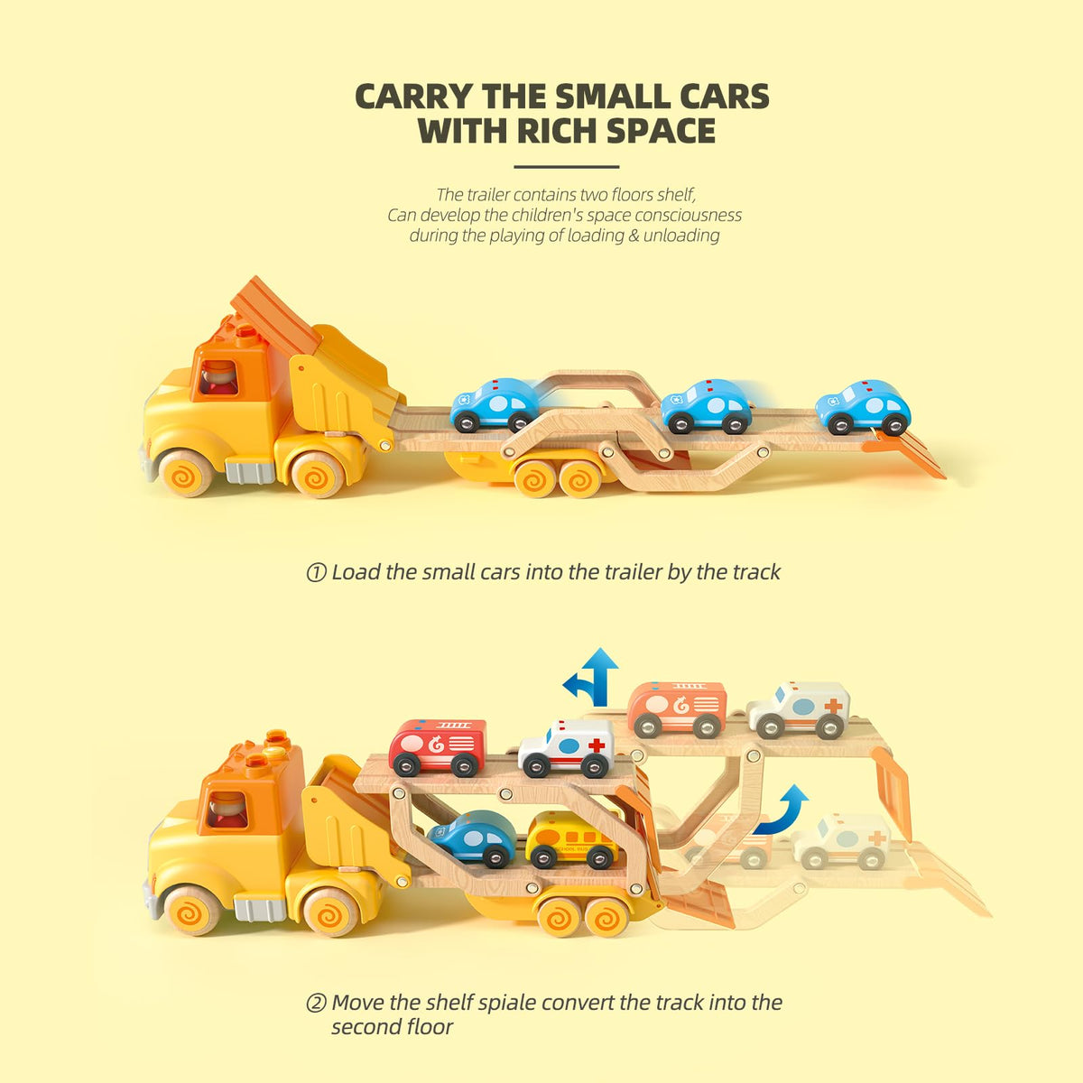 Wanborns large truck with detachable cab offers versatile pretend play.