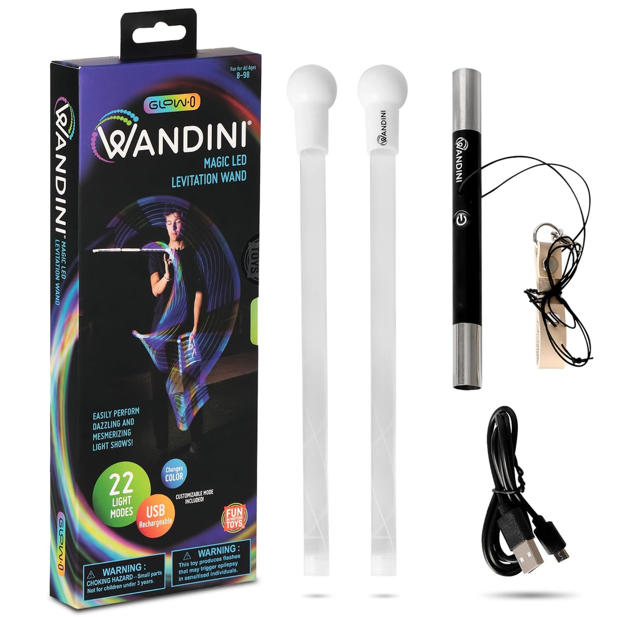 Wandini Glow.0 collapsible levitation wand ready for travel performances.