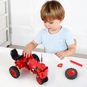 WanJJXW Classic 1/12 Red Tractor display stand-ready kit for shelf-worthy keepsakes.
